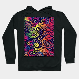 Colorful Paisley Bohemian Breeze Art - Spectrum Gradient Hoodie